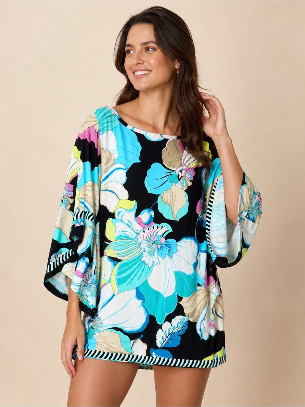 Trina Turk Sintra Floral Tunic Swim‎ Cover Up Resort Beach Size Large